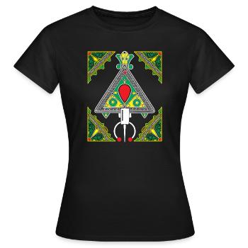 Kabylie Schmuck buntes dreieckiges Emblem - Frauen T-Shirt - Schwarz - Vorne - AI Model Female 172 dark (172cm)