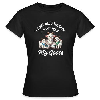 Lustiges Ziegentherapie-Bauernhoftier - Frauen T-Shirt - Schwarz - Vorne - AI Model Female 172 dark (172cm)