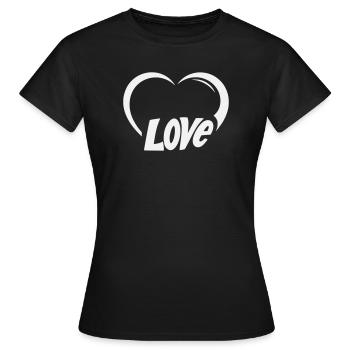 Herz Love Schriftzug - Frauen T-Shirt - Schwarz - Vorne - AI Model Female 172 dark (172cm)