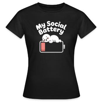 Social Battery Introvert Dead Battery Battery - Women's T-Shirt - black - Front - AI Model Female 172 dark (172cm)