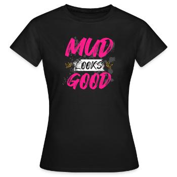 La boue est belle pour la course boueuse Schlammlauf Mud Run - T-shirt Femme - noir - Devant - AI Model Female 172 dark (172cm)