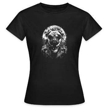 Portrait de carlin monochrome avec lunettes - T-shirt Femme - noir - Devant - AI Model Female 172 dark (172cm)