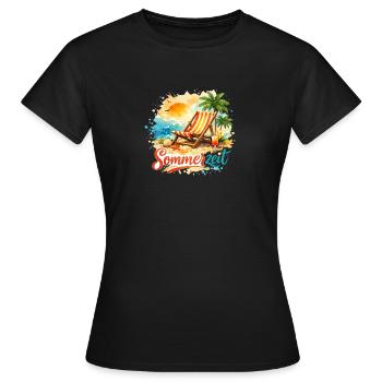 Sommerzeit im Liegestuhl - Frauen T-Shirt - Schwarz - Vorne - AI Model Female 172 dark (172cm)