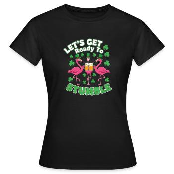 St Patricks Day Flamingos Prost - Frauen T-Shirt - Schwarz - Vorne - AI Model Female 172 dark (172cm)