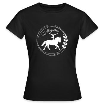 Poirier de saut – Tenue sportive pour Voltis - T-shirt Femme - noir - Devant - AI Model Female 172 dark (172cm)