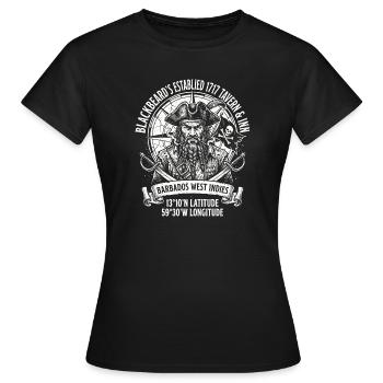 Graphique du pirate Barbe Noire à la Barbade - T-shirt Femme - noir - Devant - AI Model Female 172 dark (172cm)