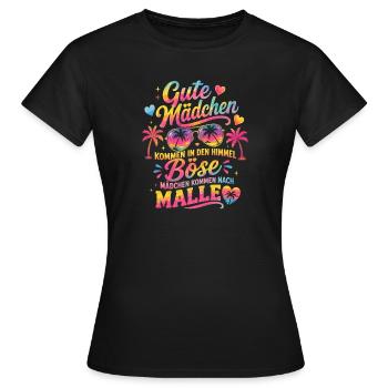 Mallorca Party Spruch Malle Damen Outfit Humor - Frauen T-Shirt - Schwarz - Vorne - AI Model Female 172 dark (172cm)