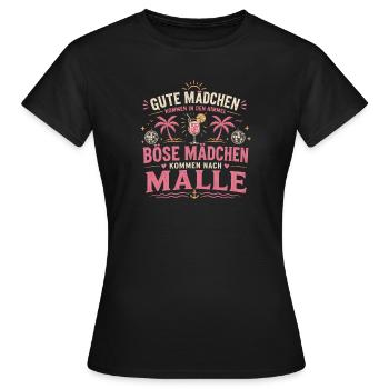 Mallorca Party Spruch Malle Damen Outfit Humor - Frauen T-Shirt - Schwarz - Vorne - AI Model Female 172 dark (172cm)