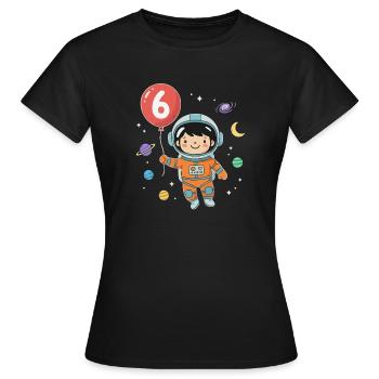 Ballon 6 Geburtstag sechster Geburtstagsgeschenk - Frauen T-Shirt - Schwarz - Vorne - AI Model Female 172 dark (172cm)