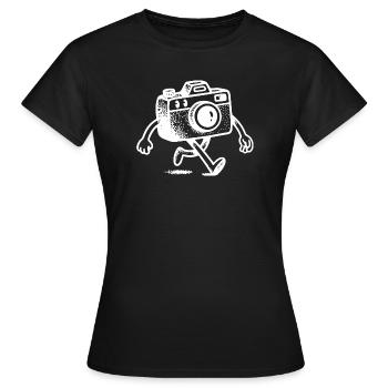 Camera Character Comic Camera Photography - Women's T-Shirt - black - Front - AI Model Female 172 dark (172cm)