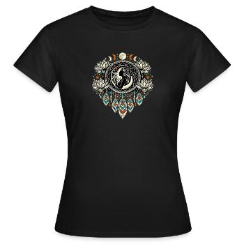 Mondgöttin Mandala Traumfänger - Frauen T-Shirt - Schwarz - Vorne - AI Model Female 172 dark (172cm)