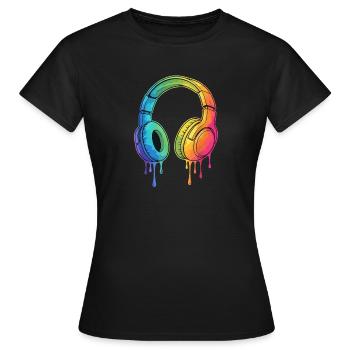 Graffiti Kopfhörer Gaming Gamer - Frauen T-Shirt - Schwarz - Vorne - AI Model Female 172 dark (172cm)