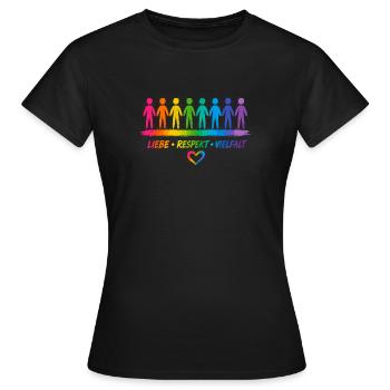 Buntes Diversity & Pride Design - Frauen T-Shirt - Schwarz - Vorne - AI Model Female 172 dark (172cm)