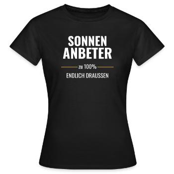Sonnenanbeter zu 100% Endlich draußen - Frauen T-Shirt - Schwarz - Vorne - AI Model Female 172 dark (172cm)