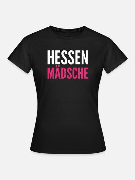 Hessen Mädchen Kontrast Pink - Frauen T-Shirt - Schwarz