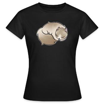 Schlafende Fluff-Katze - Frauen T-Shirt - Schwarz - Vorne - AI Model Female 172 dark (172cm)