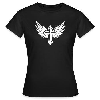 Kreuz Flügel Symbol - Frauen T-Shirt - Schwarz - Vorne - AI Model Female 172 dark (172cm)