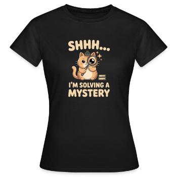 Katzen Thriller Bücher Leser Mystery Bücherwurm - Frauen T-Shirt - Schwarz - Vorne - AI Model Female 172 dark (172cm)
