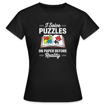 Livres de thriller Lecteurs de romans policiers Rat de bibliothèque - T-shirt Femme - noir - Devant - AI Model Female 172 dark (172cm)