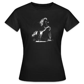 Aufzucht eines weißen Hengstes bei Candle - Frauen T-Shirt - Schwarz - Vorne - AI Model Female 172 dark (172cm)