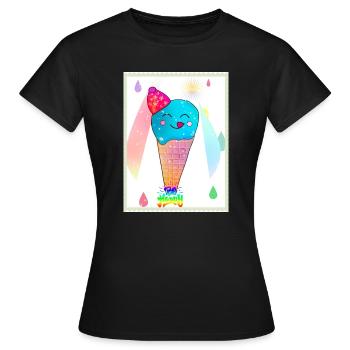 Kunterbunte Kawaii-Eiscreme - Frauen T-Shirt - Schwarz - Vorne - AI Model Female 172 dark (172cm)