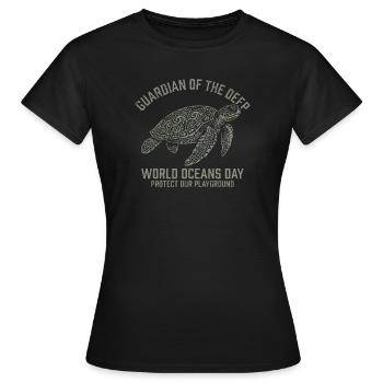 Gardien des Profondeurs – Tortue de la Journée mondiale des océans - T-shirt Femme - noir - Devant - AI Model Female 172 dark (172cm)