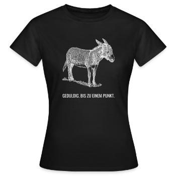 Geduldig. Bis zu einem Punkt. - Frauen T-Shirt - Schwarz - Vorne - AI Model Female 172 dark (172cm)