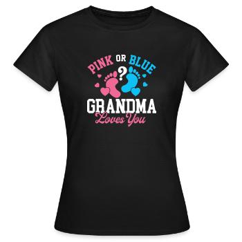 Rosa oder blaue Oma liebt dich Geschlechtsoffenbarung - Frauen T-Shirt - Schwarz - Vorne - AI Model Female 172 dark (172cm)