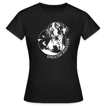 English Pointer Portrait Hunde Jagdhunde Jagdhund  - Frauen T-Shirt - Schwarz - Vorne - AI Model Female 172 dark (172cm)