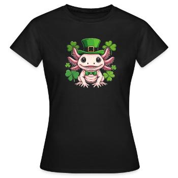 Axolotl im Leprechaun-Hut - Frauen T-Shirt - Schwarz - Vorne - AI Model Female 172 dark (172cm)