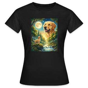 Howling to the Moon Meme Tier Hund Labrador - Frauen T-Shirt - Schwarz - Vorne - AI Model Female 172 dark (172cm)