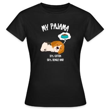 Hunde-Beagle-Haar-Pyjamas - Frauen T-Shirt - Schwarz - Vorne - AI Model Female 172 dark (172cm)