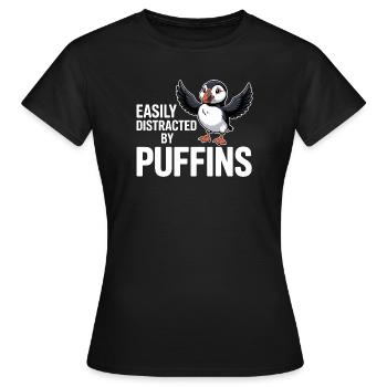 Facilement distrait par les macareux Lustiger - T-shirt Femme - noir - Devant - AI Model Female 172 dark (172cm)