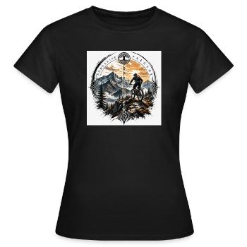 Nordic Mountainbike Sonnenpfad - Frauen T-Shirt - Schwarz - Vorne - AI Model Female 172 dark (172cm)