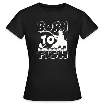 Geboren zum Angeln Silhouette - Frauen T-Shirt - Schwarz - Vorne - AI Model Female 172 dark (172cm)