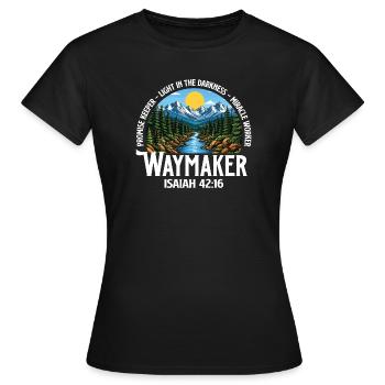 Faiseur de Chemins Ésaïe 42:16 Gardien de la Promesse - T-shirt Femme - noir - Devant - AI Model Female 172 dark (172cm)