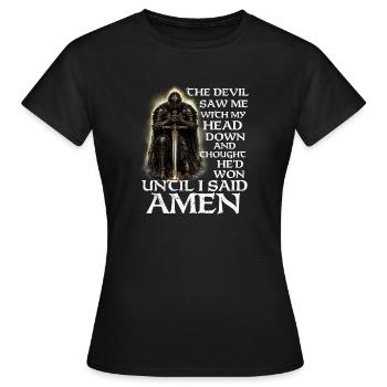 Devil Thought He Won Until Amen - Women's T-Shirt - black - Front - AI Model Female 172 dark (172cm)