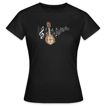 Mandoline Noten Bluegrass Country Musik - Frauen T-Shirt - Schwarz - Vorne - AI Model Female 172 dark (172cm)
