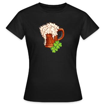 Bierkrug und Kleeblatt Design - Frauen T-Shirt - Schwarz - Vorne - AI Model Female 172 dark (172cm)