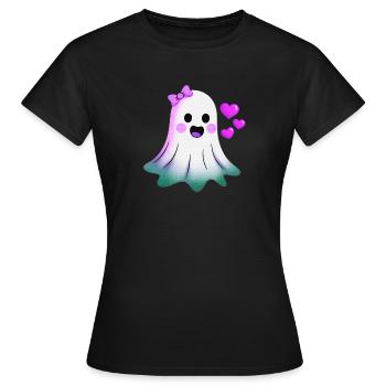Pastel Ghost with Hearts, Ghosts Girl - Women's T-Shirt - black - Front - AI Model Female 172 dark (172cm)