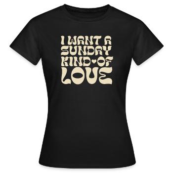 Sunny Psychedelic Love Typo - Women's T-Shirt - black - Front - AI Model Female 172 dark (172cm)