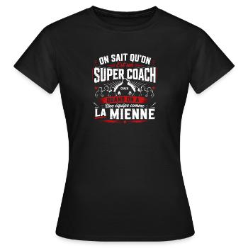 T-shirt Cadeau Super Coach Équipe - T-shirt Femme - noir - Devant - AI Model Female 172 dark (172cm)