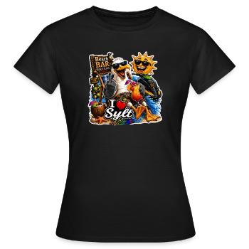 I Love Sylt Seagull Beach Bar Party Shirt - Women's T-Shirt - black - Front - AI Model Female 172 dark (172cm)
