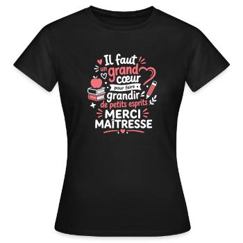 Grand cœur pour maîtresse - T-shirt Femme - noir - Devant - AI Model Female 172 dark (172cm)