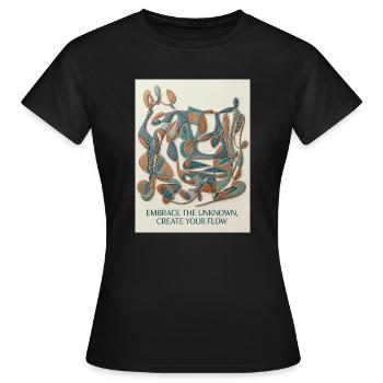 Embrace The Unknown Flow — Abstract Line Art - Women's T-Shirt - black - Front - AI Model Female 172 dark (172cm)