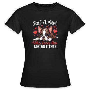 Girl Loves Boston Terrier Dog Mama Liebhaberin - Frauen T-Shirt - Schwarz - Vorne - AI Model Female 172 dark (172cm)