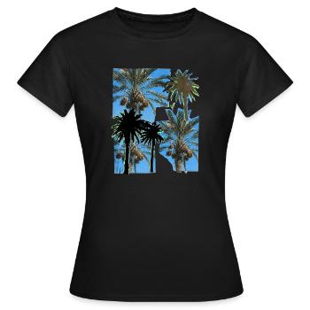 Risographie des palmiers dattiers - T-shirt Femme - noir - Devant - AI Model Female 172 dark (172cm)