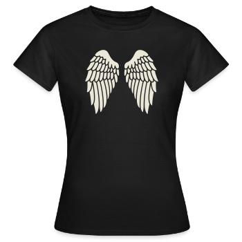 Engelsflügel - Engel Flügel Erinnerung Schutzengel - Frauen T-Shirt - Schwarz - Vorne - AI Model Female 172 dark (172cm)