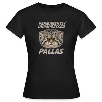 Pallas Katze Manul Cat Permanently Unimpressed  - Frauen T-Shirt - Schwarz - Vorne - AI Model Female 172 dark (172cm)