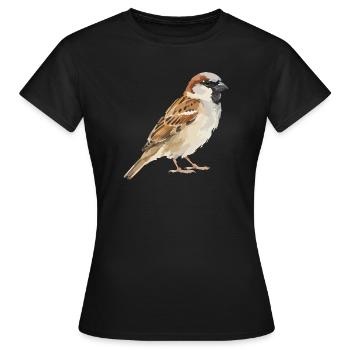 Spatz Farbblock-Illustration - Frauen T-Shirt - Schwarz - Vorne - AI Model Female 172 dark (172cm)